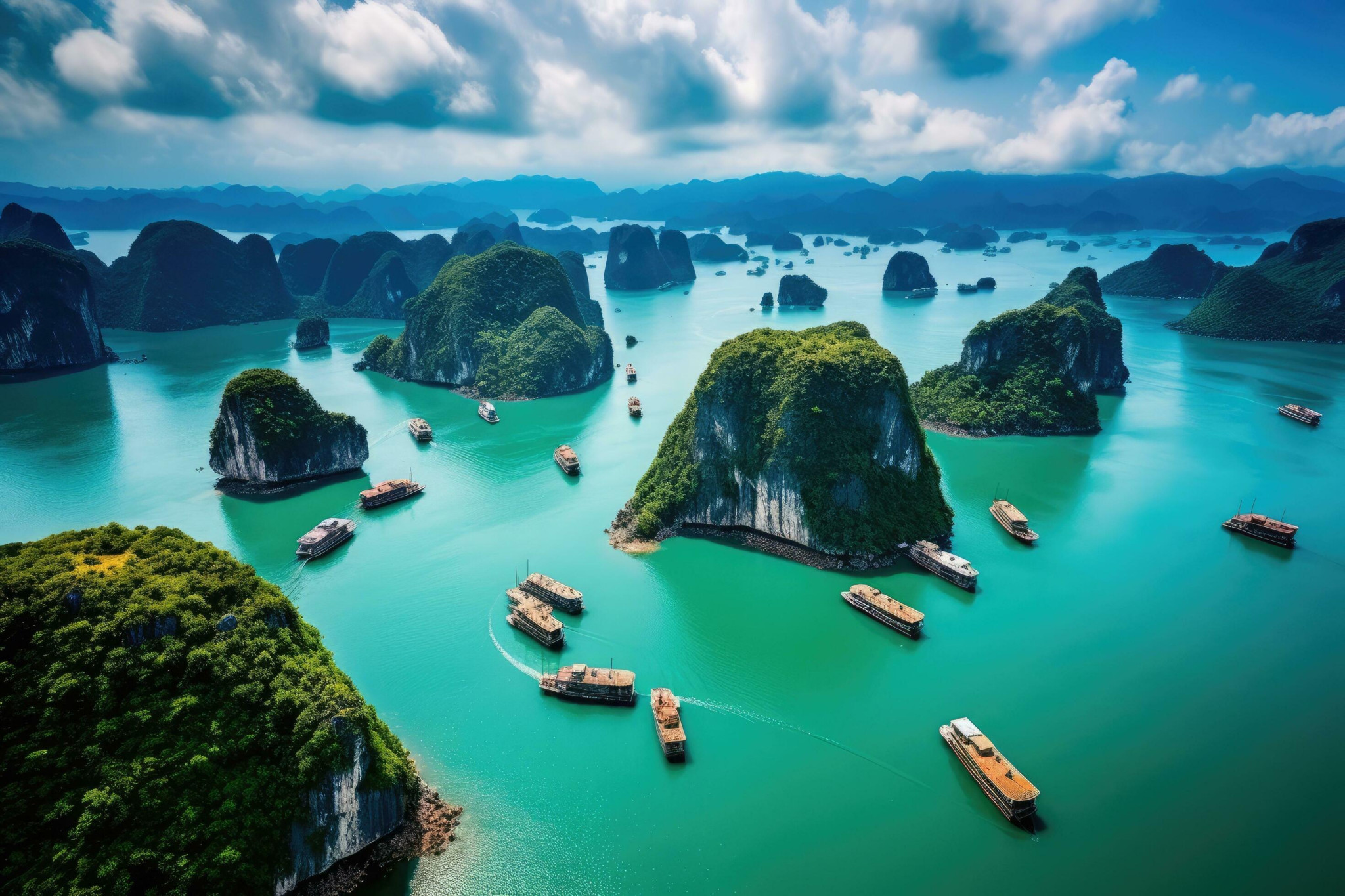 ai-generated-aerial-view-of-ha-long-bay-vietnam-popular-travel-destination-beautiful-landscape-of-halong-bay-viewed-from-above-the-bo-hon-island-ai-generated-free-photo